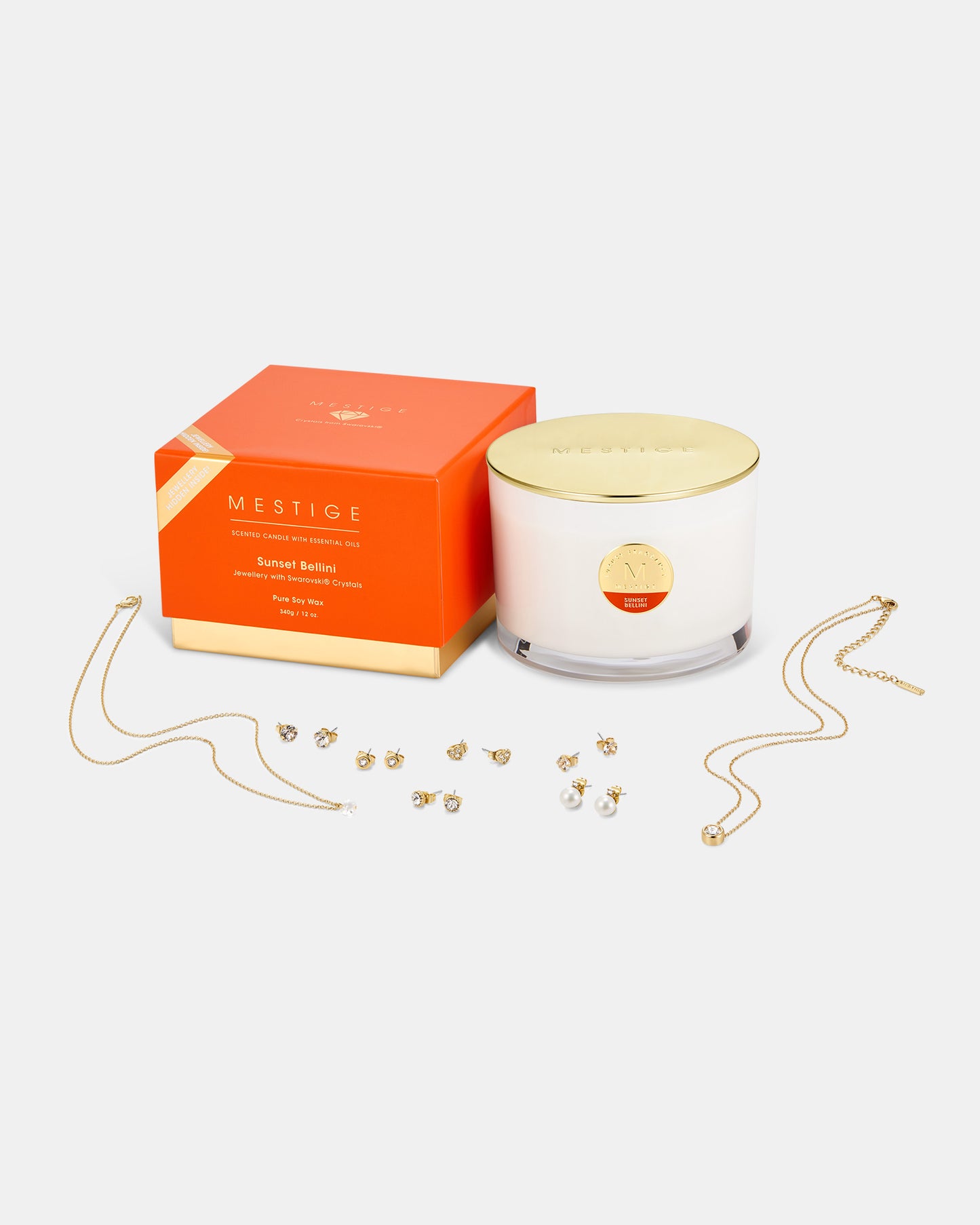 340g SunSet Bellini Scented Soy Candle with Hidden Jewellery