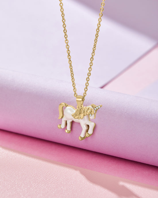 Unicorn Pendant Necklace in Gold Plating - MYKA